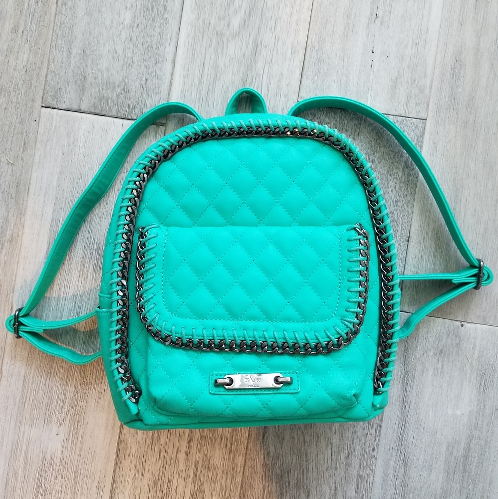 V 1969 Italia Vegan Leather Woven Backpack in Mint